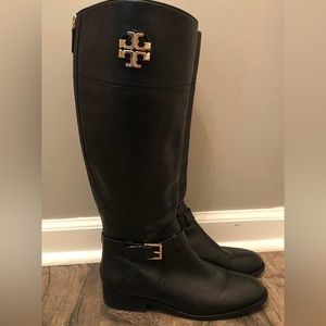 EUC Claire Leather Black Knee High Tory Burch sz 8.5